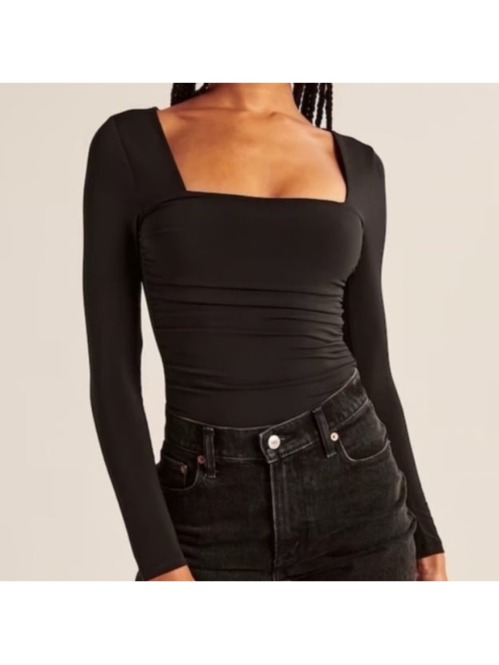 Abercrombie & Fitch Square Neck Rouched Bodysuit